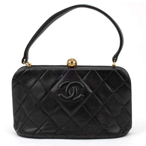 VINTAGE 1994 CHANEL Top Handle Bag with Lambskin - Picture 3 of 10